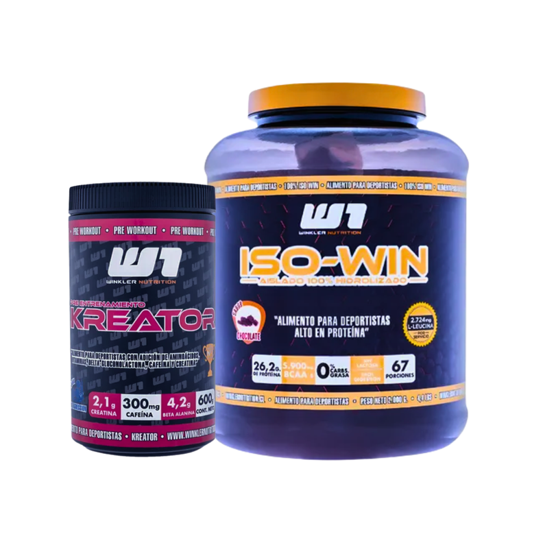 Proteina Iso Win 2kg Chocolate + Pre Entreno Kreator Pack Winkler