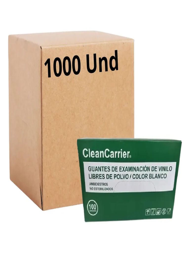 Guantes Vinilo Talla L Transparente Cleancarrier Pack X1000