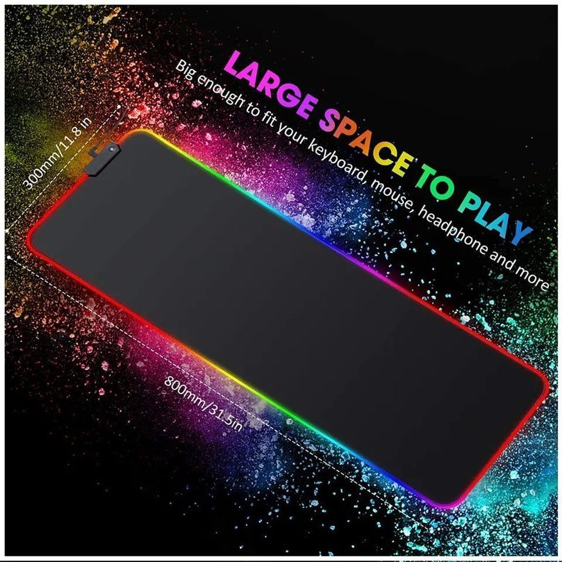 Mousepad Gamer Led RGB USB 80X30cm Negra-4