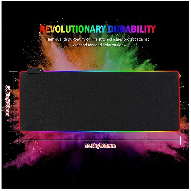 Mousepad Gamer Led RGB USB 80X30cm Negra-2