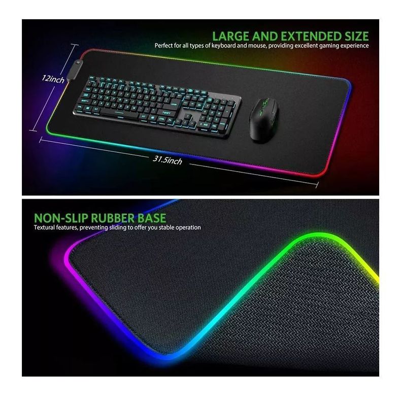Mousepad Gamer Led RGB USB 80X30cm Negra-1