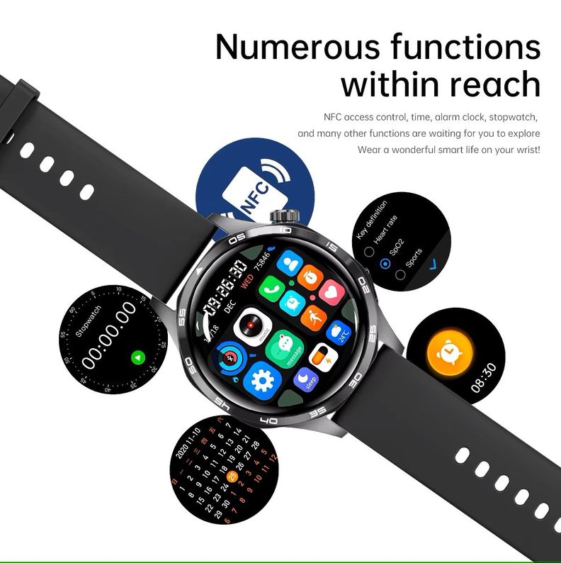 Smartwatch GT5 PRO Llamadas Bluetooth 5 Monitoreo Salud 300 mAh IP67-1
