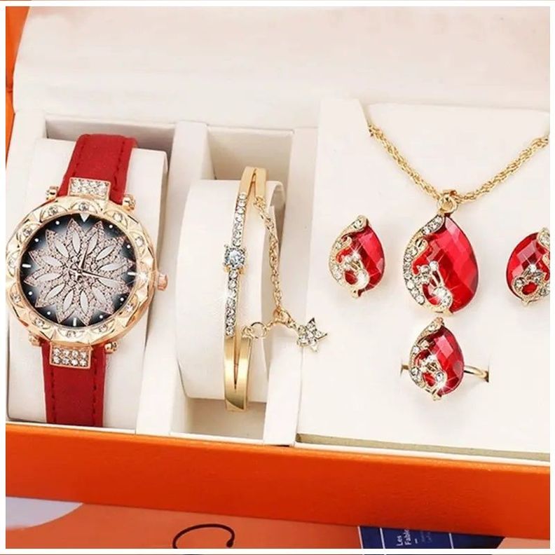 Set de lujo Exclusivo para Mujeres con Reloj Colgante Aros y Pulsera-1