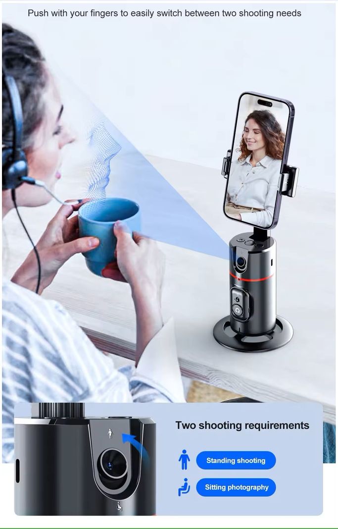 Trípode Seguimiento Facial Automático Control Remoto y Rotación 360°-7