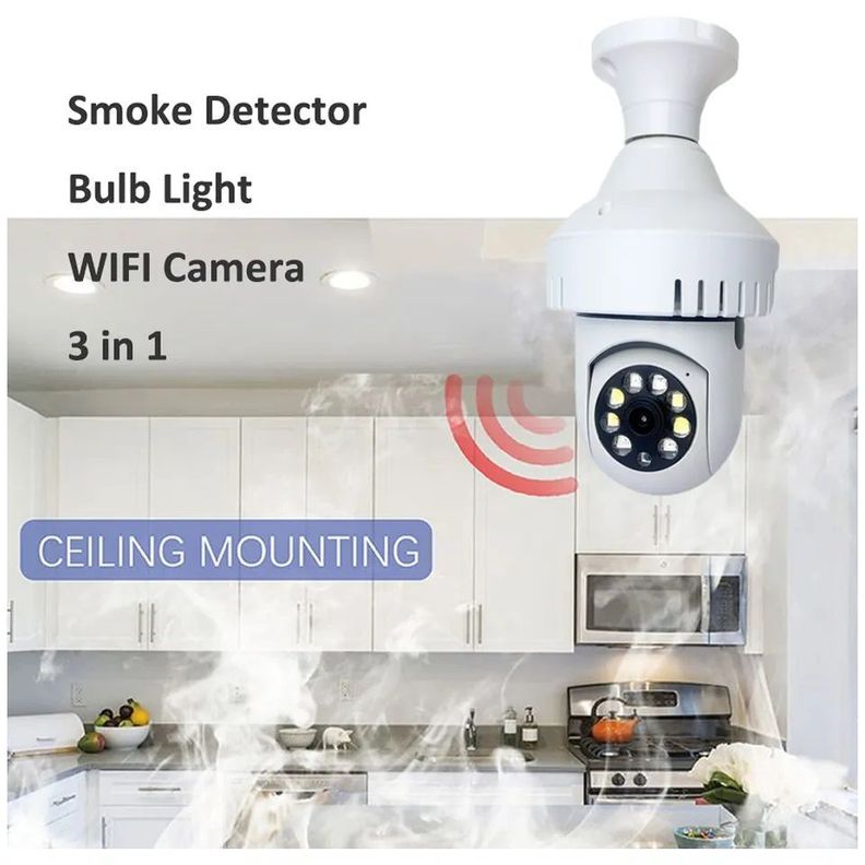 Cámara IP 360° Full HD Detector de Humo Alarma-5