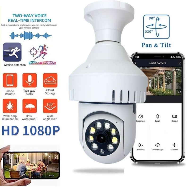 Cámara IP 360° Full HD Detector de Humo Alarma-1