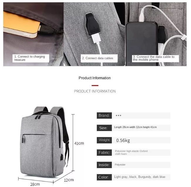 Mochila para Laptop impermeable con puerto USB 39 Litros-5