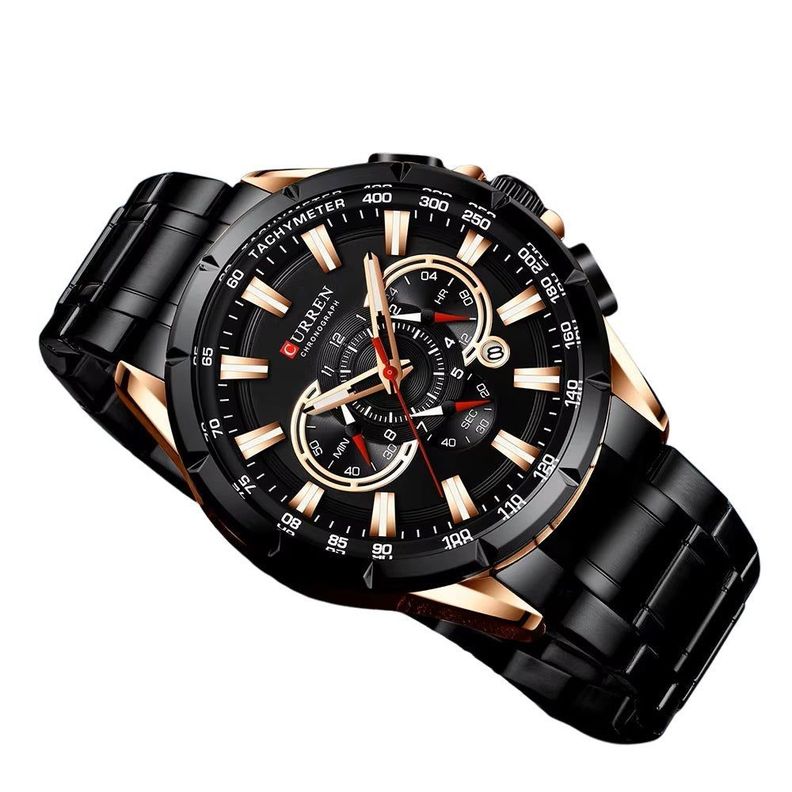 Reloj Hombre Curren Acero Inoxidable Cuarzo Cronógrafo Cristal