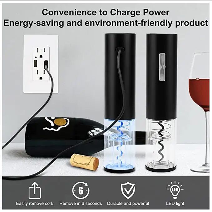 Sacacorchos Eléctrico Destapador de vino Automático Recargable USB-5