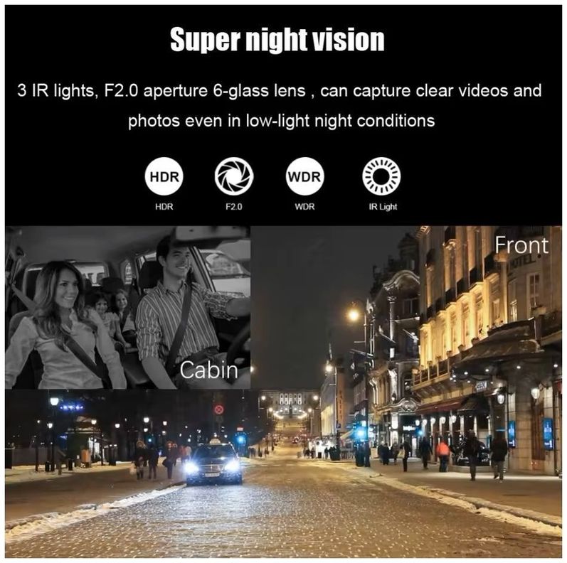 Dash Cam Modelo A68 Cámara Dual 1080P Amplio Ángulo de 150° Grabación Continua-5