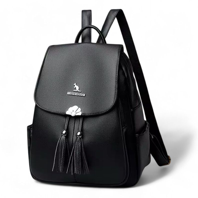 Mochila de Mujer Chic Cuero Pu Suave Juvenil Impermeable Gran Capacidad-1