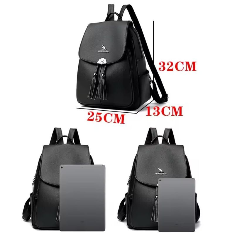 Mochila de Mujer Chic Cuero Pu Suave Juvenil Impermeable Gran Capacidad-6