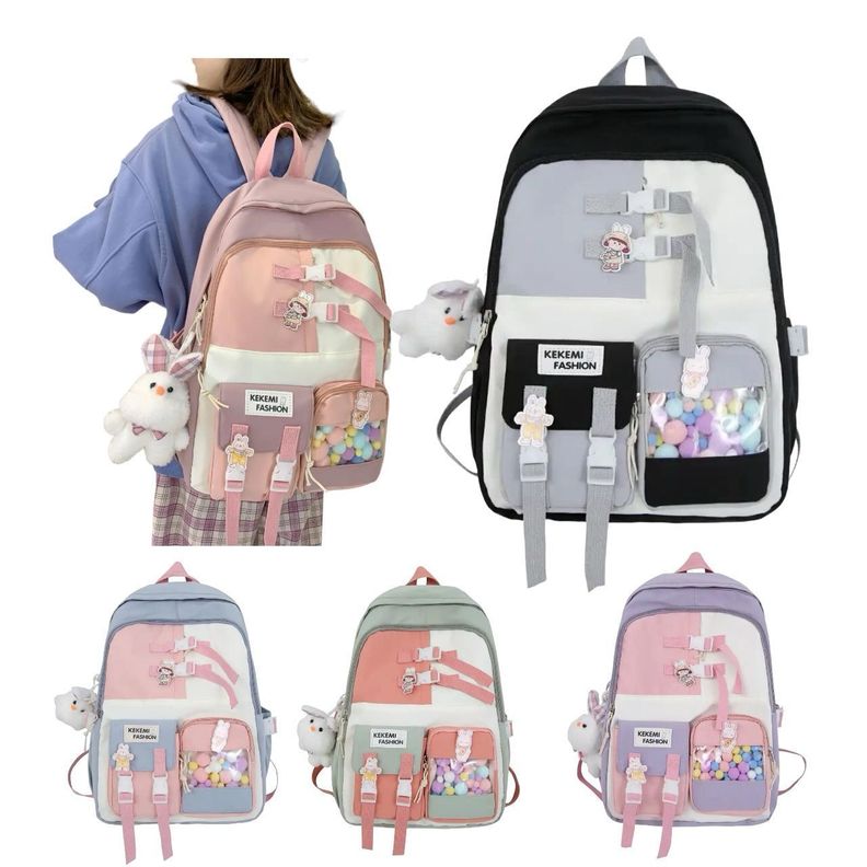 Mochila Bolso Escolar Kawaii Estilo Coreano Gran Capacidad -0