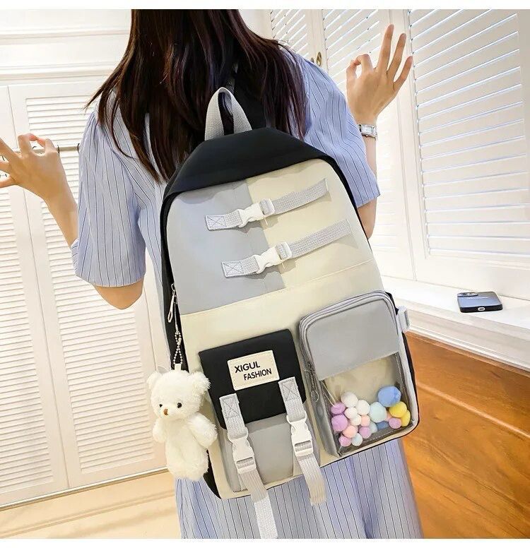 Mochila Bolso Escolar Kawaii Estilo Coreano Gran Capacidad -1