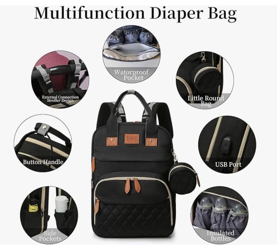 Mochila 3 en 1 Pañalera, Cuna Portátil Para Bebés Mama Moderna-1