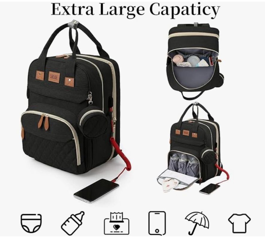 Mochila 3 en 1 Pañalera, Cuna Portátil Para Bebés Mama Moderna-2