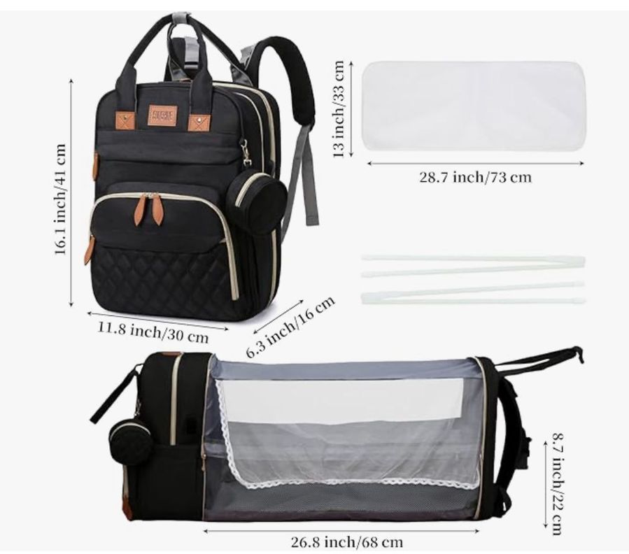 Mochila 3 en 1 Pañalera, Cuna Portátil Para Bebés Mama Moderna-3