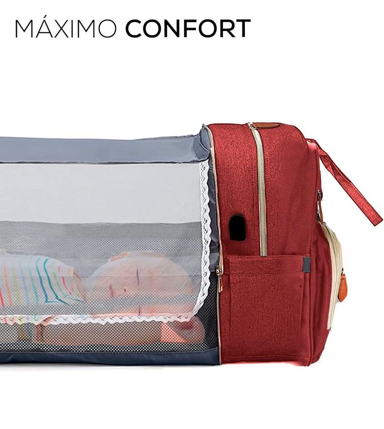 Mochila 3 en 1 Pañalera, Cuna Portátil Para Bebés Mama Moderna-5