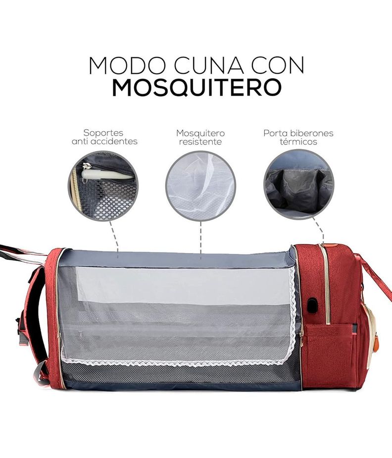 Mochila 3 en 1 Pañalera, Cuna Portátil Para Bebés Mama Moderna-6