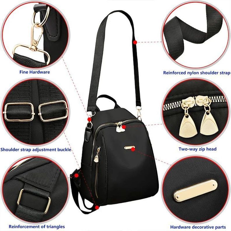 Mochila Cartera Bolso Juvenil de Mujer Impermeable Multifuncional-2