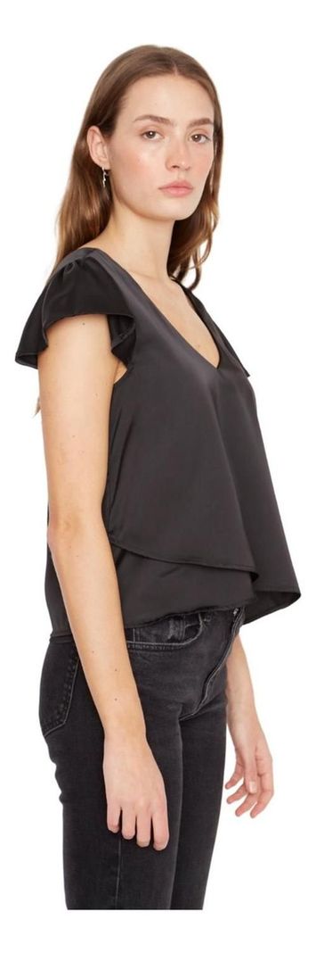 Polera Sara Manga Corta Satin Negra Jacinta Tienda-2