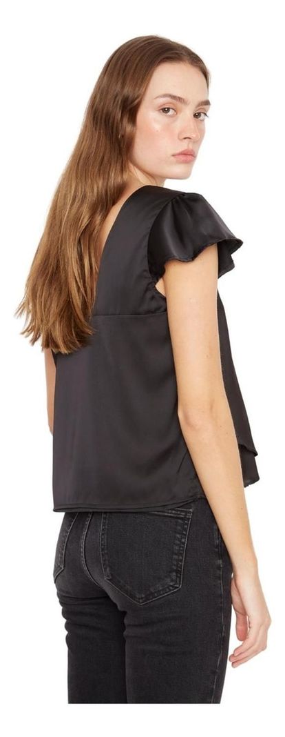 Polera Sara Manga Corta Satin Negra Jacinta Tienda-3