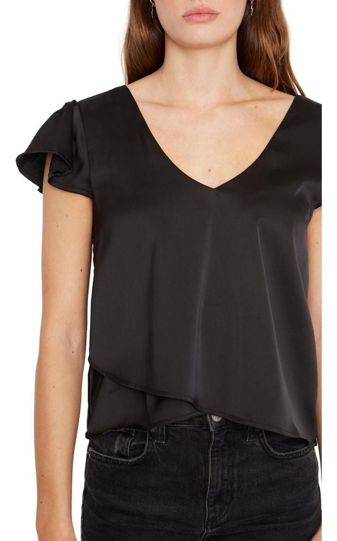 Polera Sara Manga Corta Satin Negra Jacinta Tienda-5
