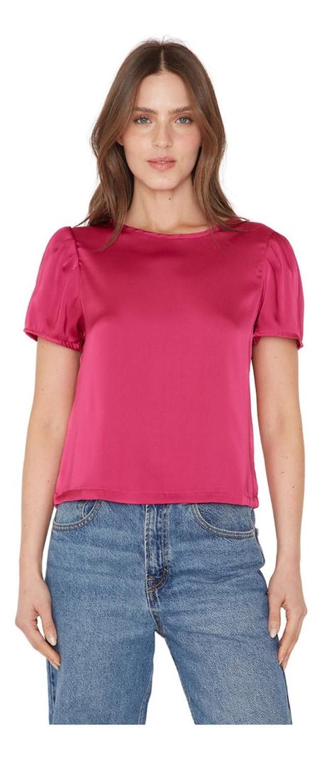 Blusa Olivia Satin Fucsia Jacinta Tienda-0