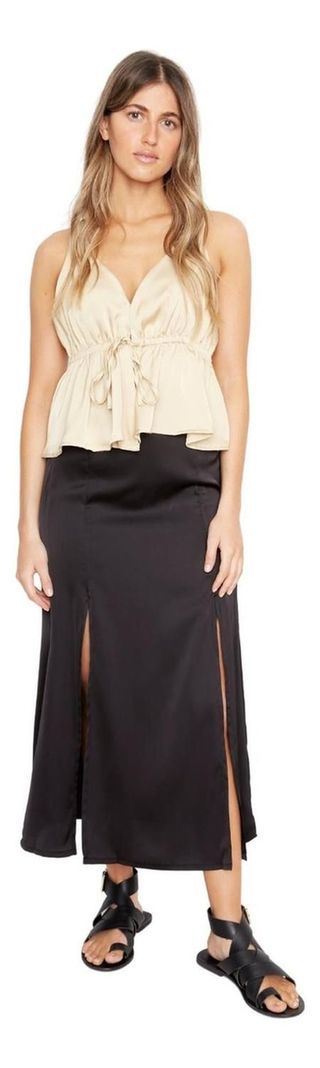 Falda Jane Satin Negra Jacinta Tienda-3