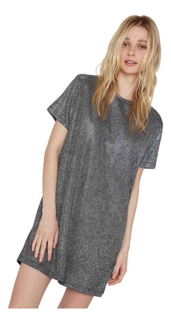 Vestido Glitter Gris Jacinta Tienda-5