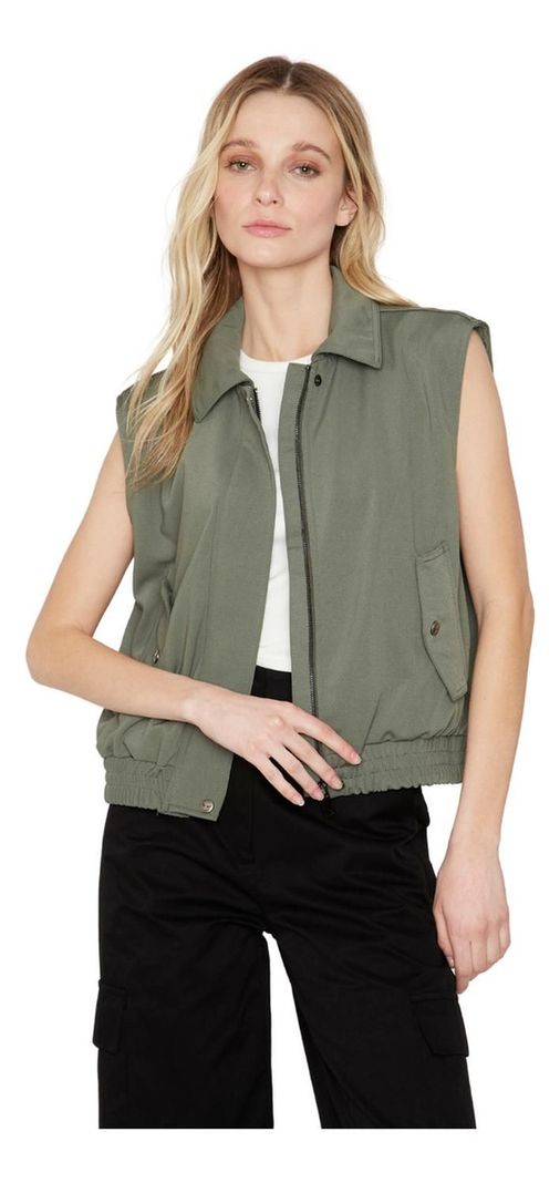 Chaqueta Bomber Sin Mangas Verde Jacinta Tienda-1