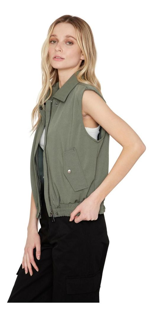 Chaqueta Bomber Sin Mangas Verde Jacinta Tienda-2
