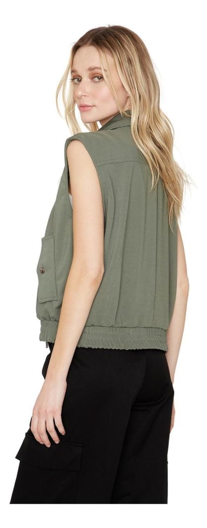 Chaqueta Bomber Sin Mangas Verde Jacinta Tienda-3
