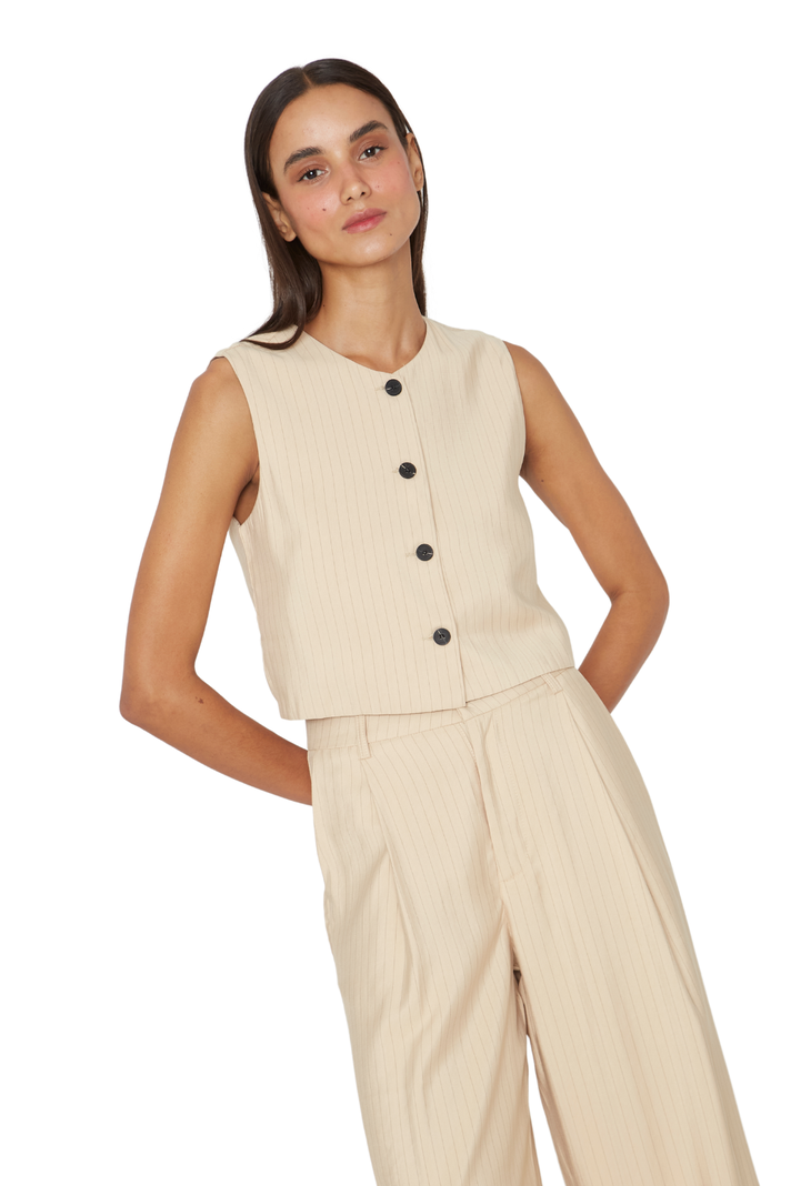 Vest Oxford rayas crudo Jacinta Tienda-3