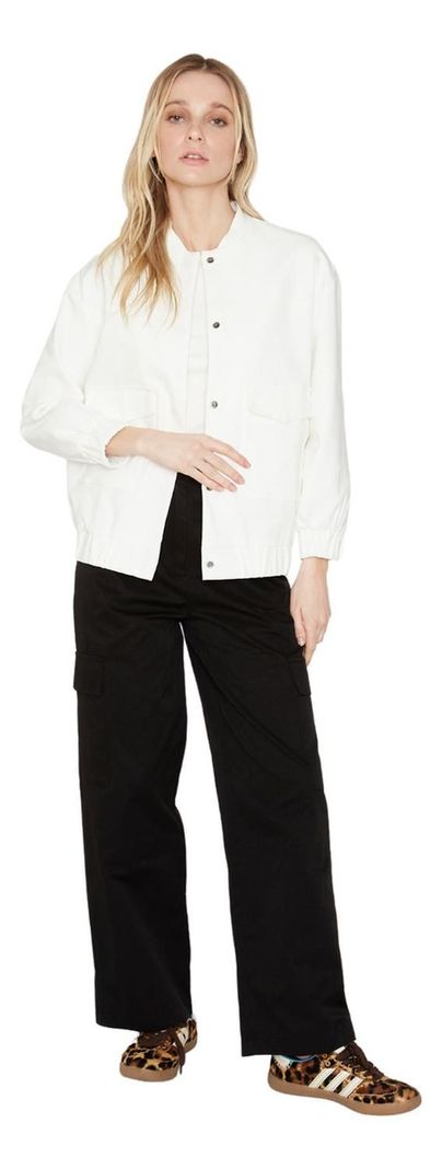 Chaqueta Bomber Manga Larga Blanca Jacinta Tienda-3