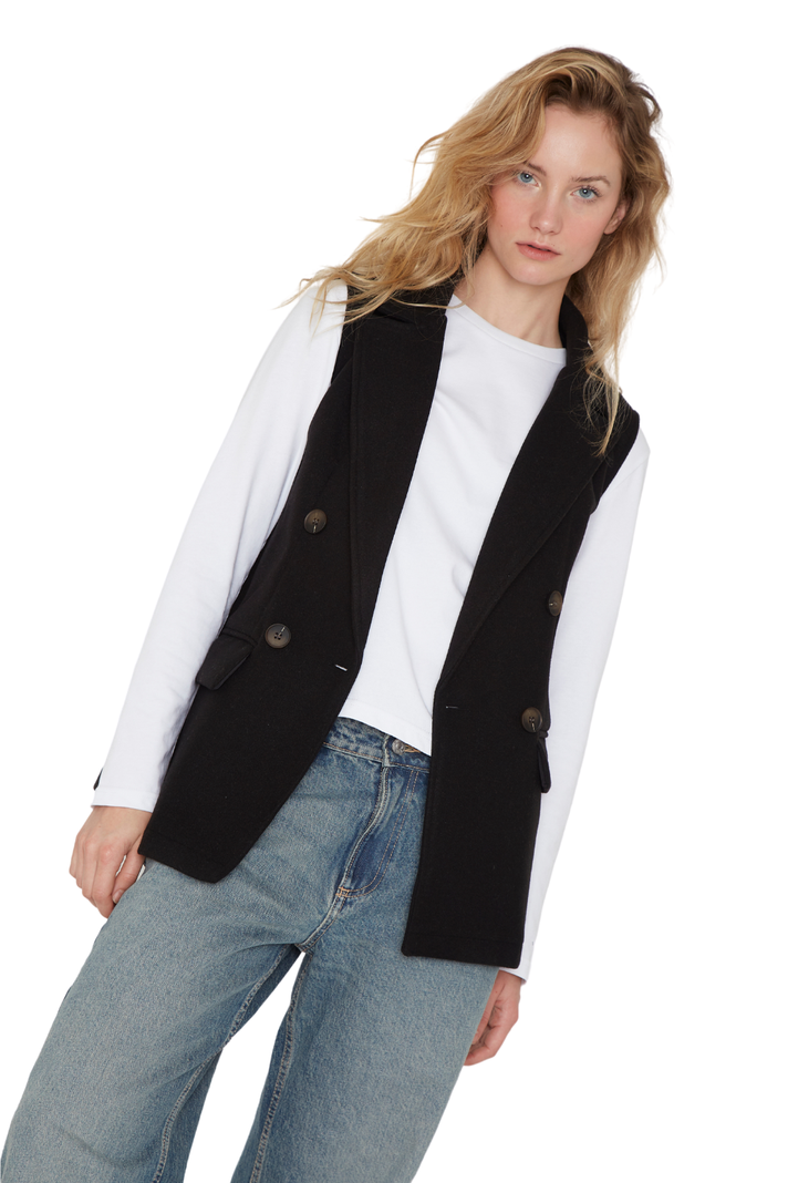 Chaqueta Royal sin mangas negra Jacinta Tienda-0