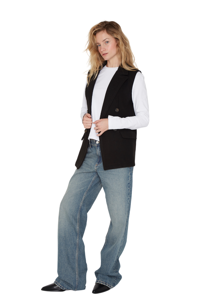 Chaqueta Royal sin mangas negra Jacinta Tienda-3