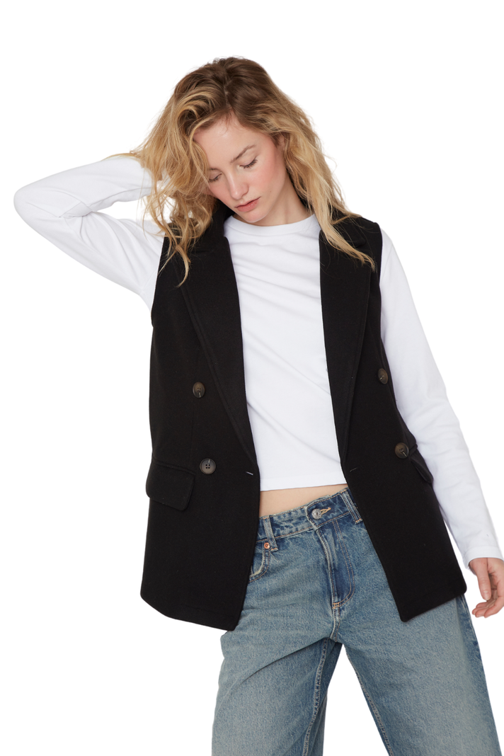 Chaqueta Royal sin mangas negra Jacinta Tienda-5