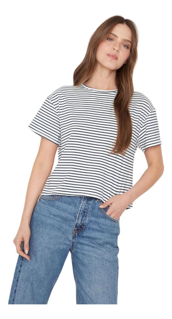 Polera Ara Blanca Y Azul Jacinta Tienda-0