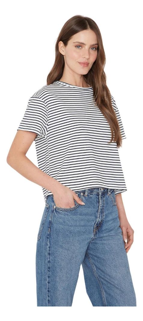 Polera Ara Blanca Y Azul Jacinta Tienda-1