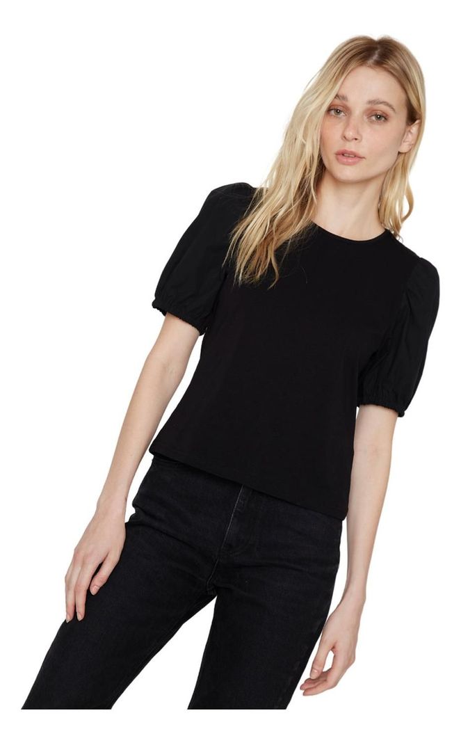 Polera Manga Globo Negra Jacinta Tienda-0