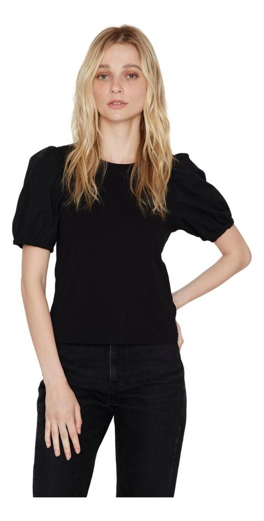 Polera Manga Globo Negra Jacinta Tienda-1