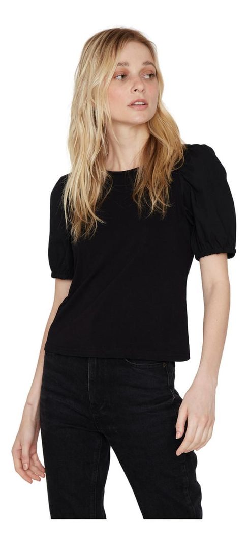Polera Manga Globo Negra Jacinta Tienda-2