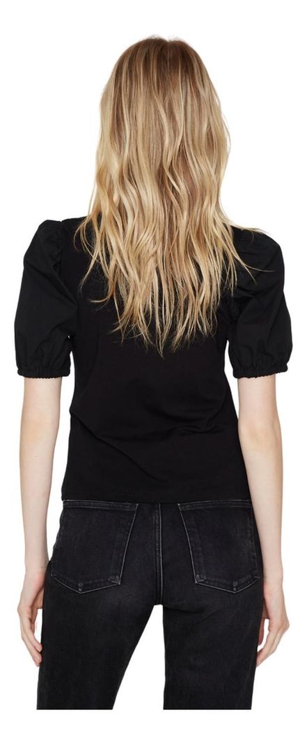Polera Manga Globo Negra Jacinta Tienda-3
