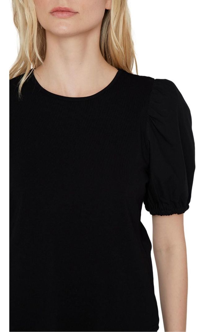 Polera Manga Globo Negra Jacinta Tienda-5