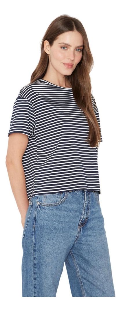 Polera Ara Azul Y Blanca Jacinta Tienda-1