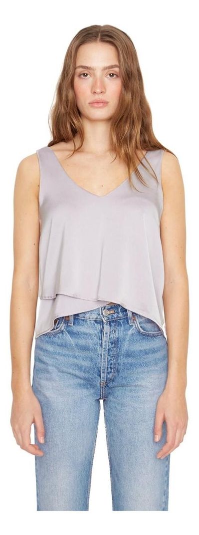 Polera Sara Sin Mangas Satin Plateada Jacinta Tienda-2