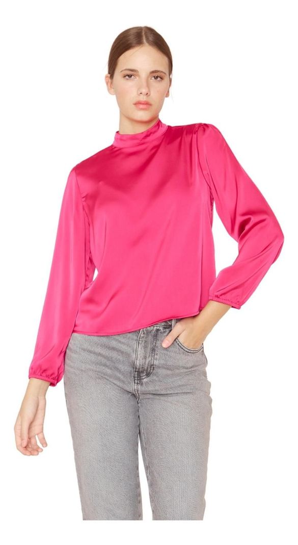 Blusa Paula Ii Satin Fucsia Jacinta Tienda-0