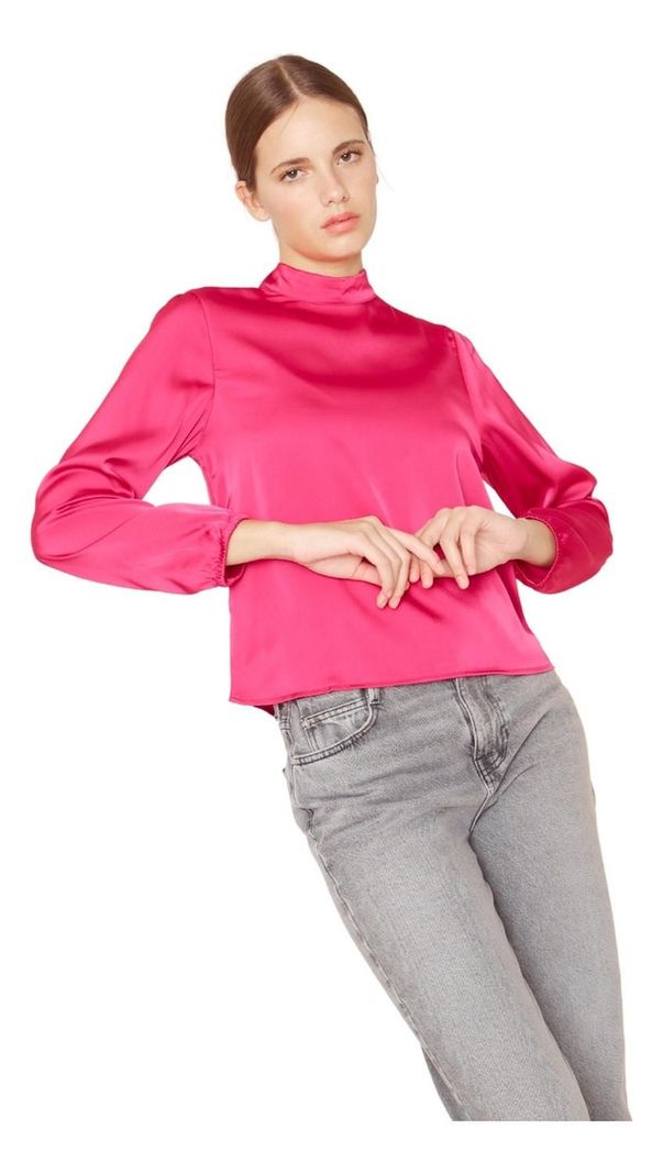 Blusa Paula Ii Satin Fucsia Jacinta Tienda-3
