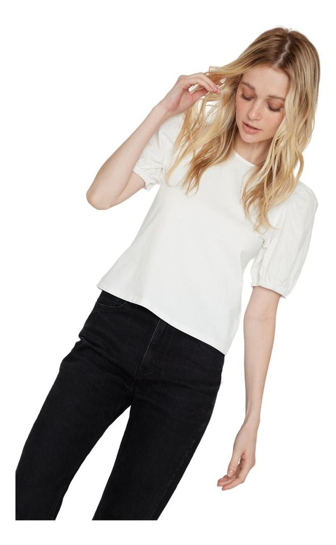Polera Manga Globo Blanca Jacinta Tienda-1